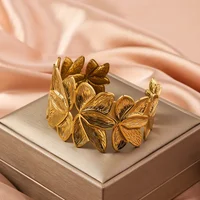 European and American Trendy Stainless Steel Hydraulic Personalized Creative Petal Plated 18K Gold Bracelet&bangles 2