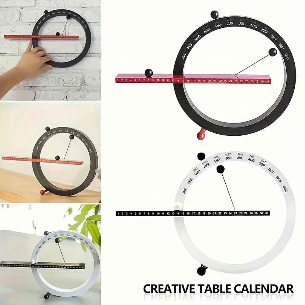 Calendario Perpetuo Magnetico Creativo, Scultura da Scrivania Circolare Moderna, Calendario da Tavolo Decorativo Manuale, Ornamento Unico per la Stanza - immagine 4