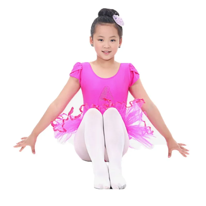 1PC Kids Girls Short Sleeved Ballet Dress Children Ballerina Tutu Girl Leotard Dancewear Stage Clothing