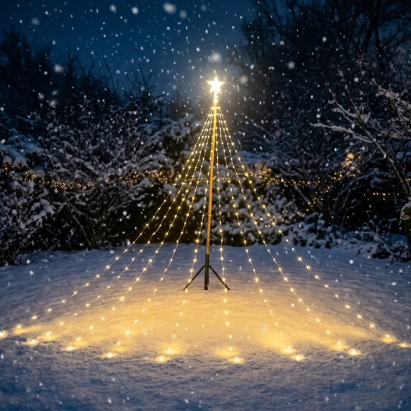 LED Star Waterfall Fairy Lights - Outdoor Holiday Tree Decoration