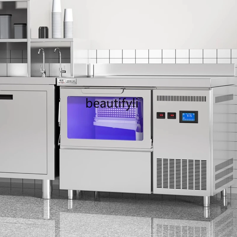 Ice Maker Commercial Milk Tea Shop Bar Integrated Small Cube Ice Cube Making Machine
