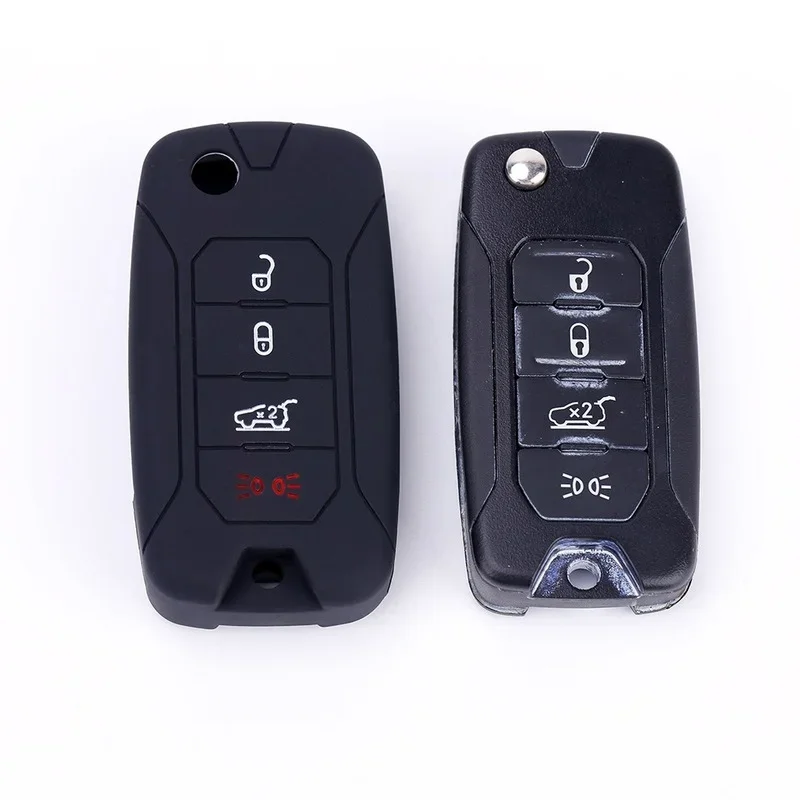 Silicone Car Key Case Cover Shell Bag for Jeep Renegade 4 Buttons Folding Remote Key key case key case cover car key shell