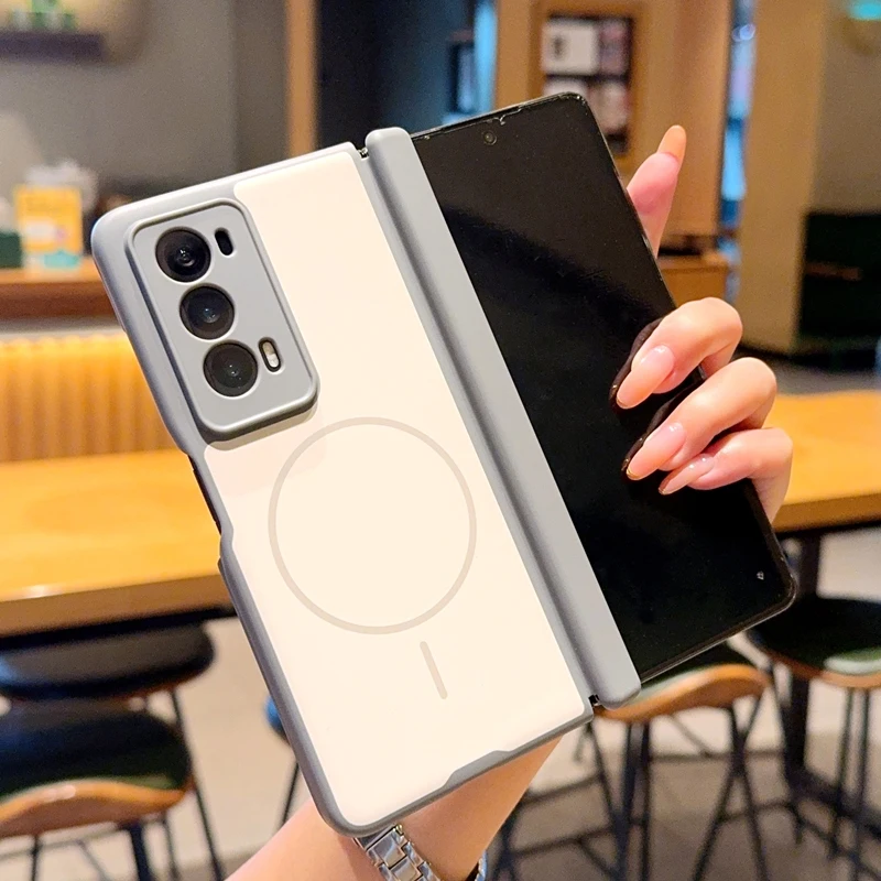 Enhanced Skin Feel Magnetic Wireless Charging Shockproof Foldable Phone Case with Hinge Protection