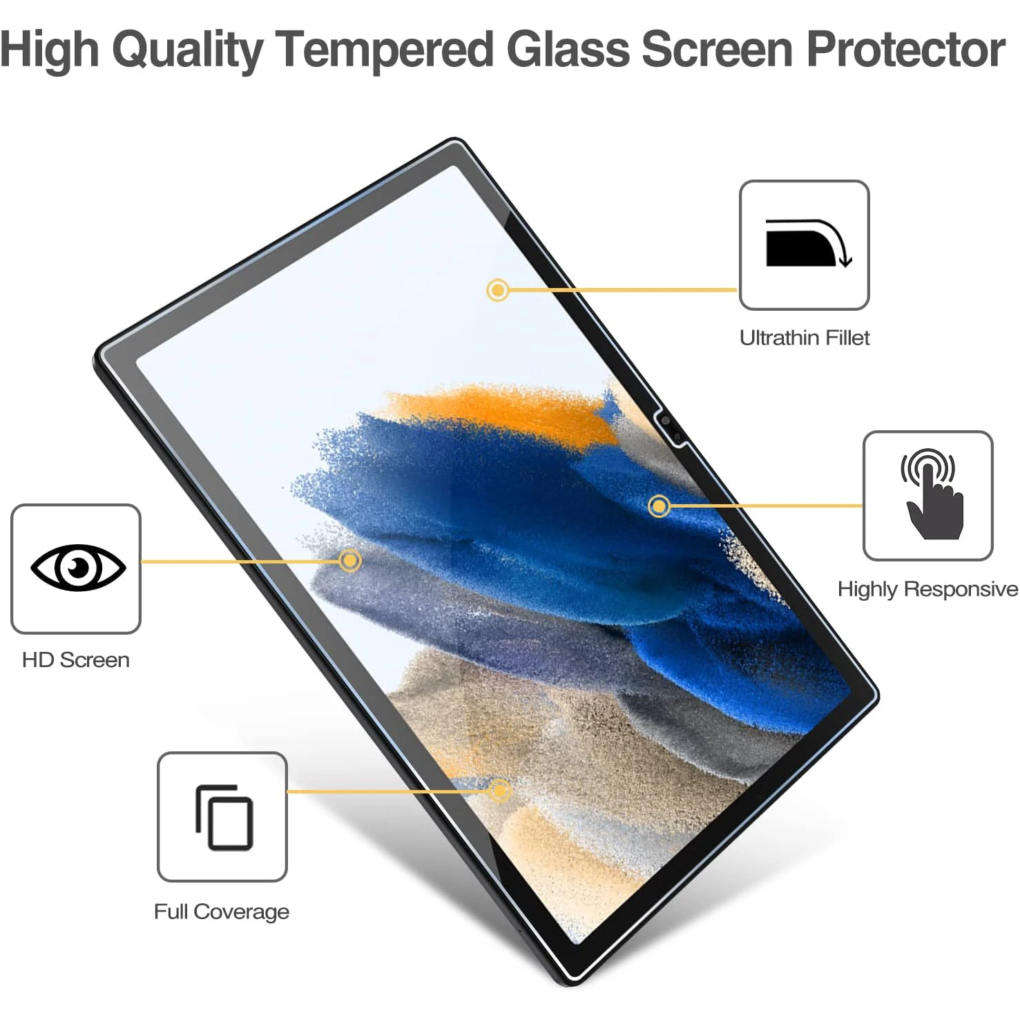 Premium 2-Pack 9H Tempered Glass Screen Protector for Tablets - Clear Anti-Scratch Protective Film