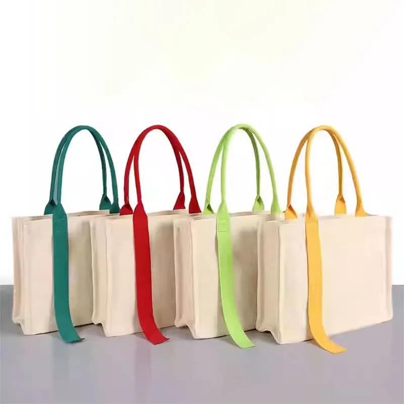 Promotional Personalized Canvas Bags Printed with logo 10pcs/lot Reusable Shopping Cotton Tote Bags Custom Logo Wholesale
