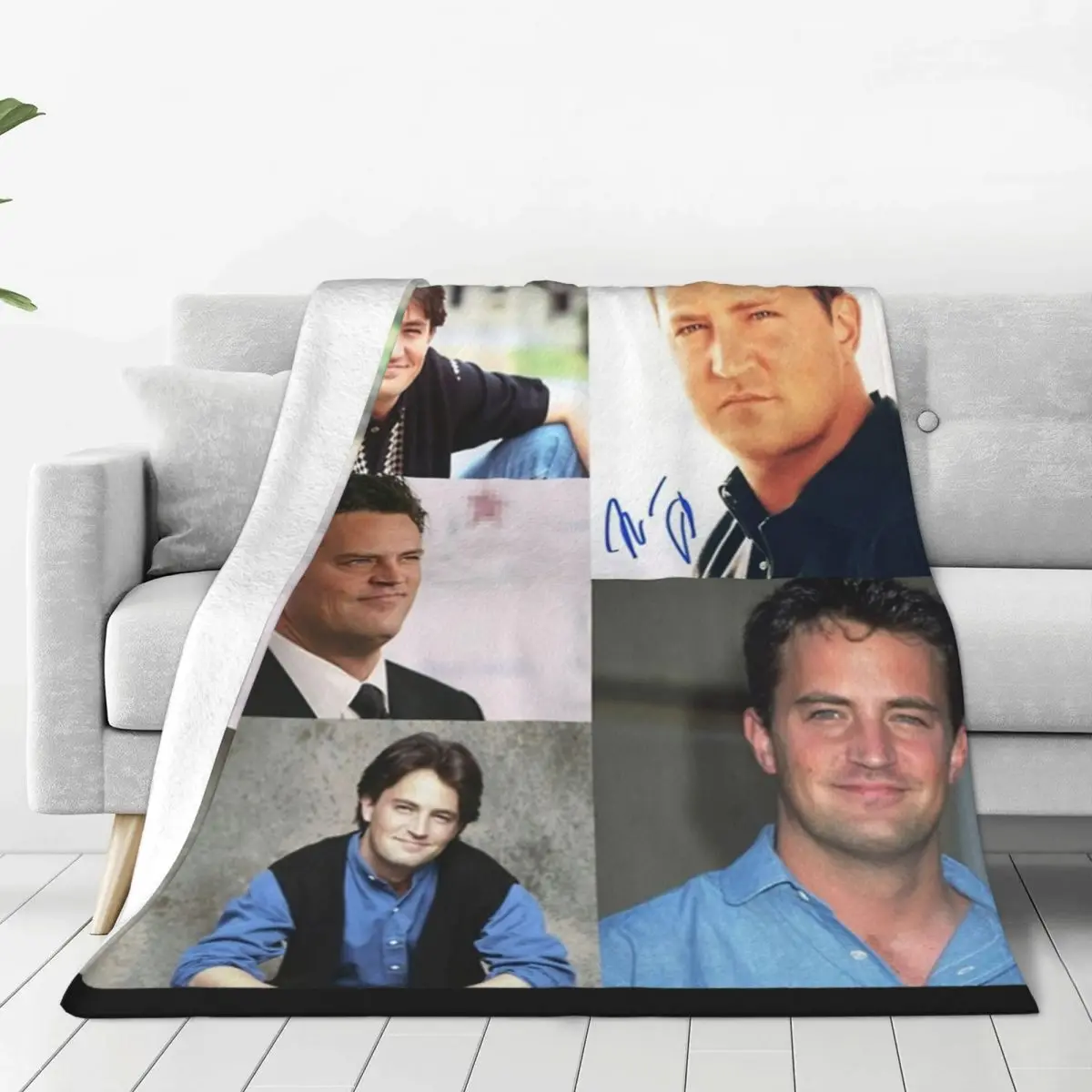 

Matthew Perry Signed Plush Blanket Awesome Throw Blanket for Sofa Bedding Lounge 125*100cm Bedspreads