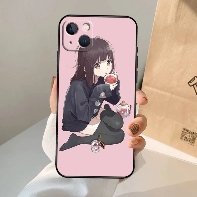 Girl anime cute Menhera chan Phone Case For iPhone 15 14 11 12 13 Pro Max  Mini SE 2020 7 8 Plus X XS Max XR Cover Coque - AliExpress