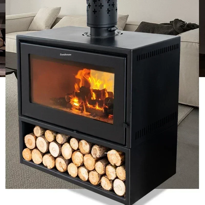 Wood Stove Iron Decor Indoor Fireplace European Real Fire Fireplaces Home Living Room American Villa Suburban Rural Heating