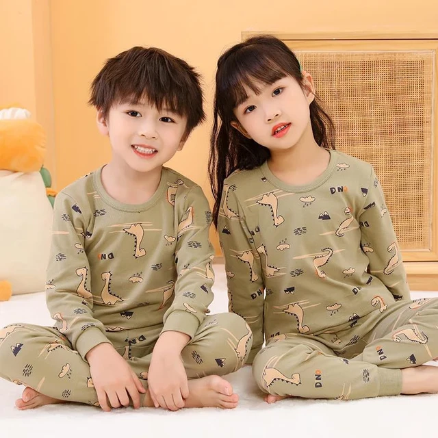 Pijamas de manga larga para bebés, ropa de dormir para niños, conjuntos de  pijamas de algodón para niños de 6, 8, 10, 12 y 14 años, otoño