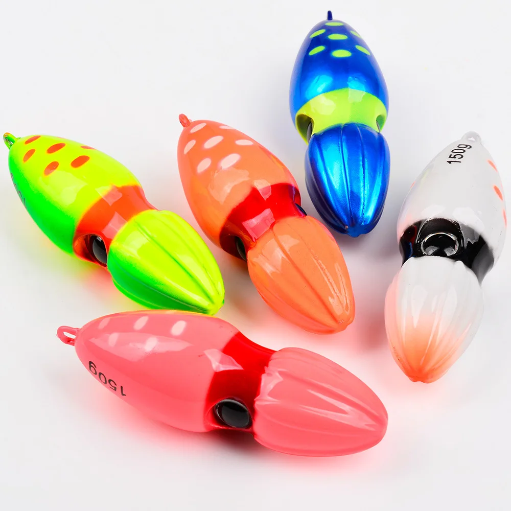 LHFSH 45g 60g 150g Kürbis Slider Jig Salzwasser Jigging Köder Langsam Jig Kopf Mit Rock Köder leuchtende Angeln Köder Snapper Grouper – Detail 6