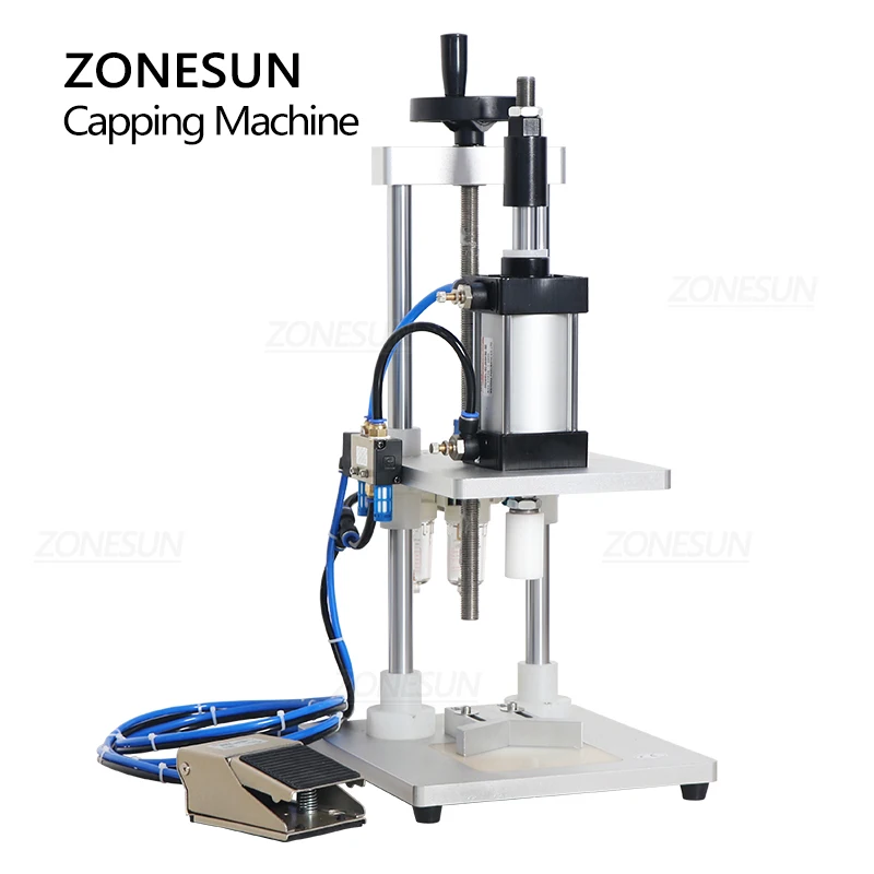 ZONESUN Perfume Capping Machine Collar Ring Crimping Vial Top Pressing Pneumatic Glass Bottle Fragrance Scent Tabletop ZS-GK5