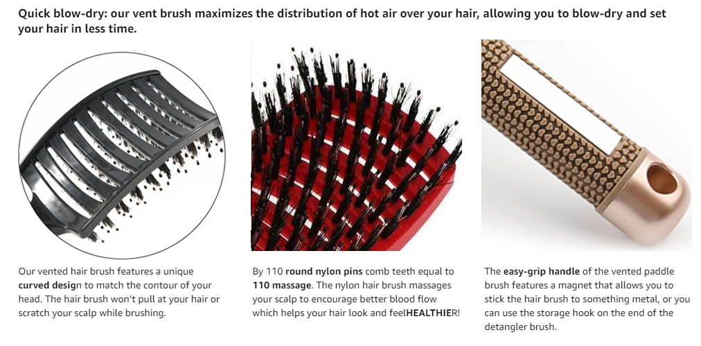 Sa6eb9ebe796c46e6810267145f2ab36eX Hair Brush Hair Comb Detangling Hair Brush Bristle and Nylon Women Wet Massage Comb Curly Hairdressing Salon Styling Tools Mallzona