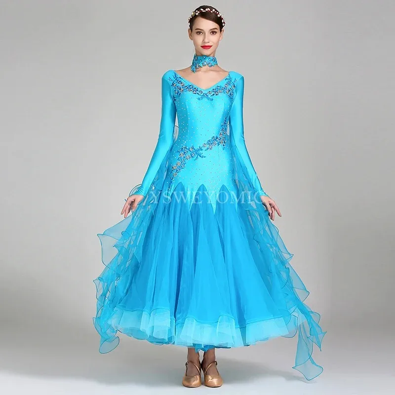 

YSWEYOMIC High Quality Ballroom Dress For Women Flamenco Waltz Competition Dancing Skirt Spandex Lycra Ballroom Dress Standard