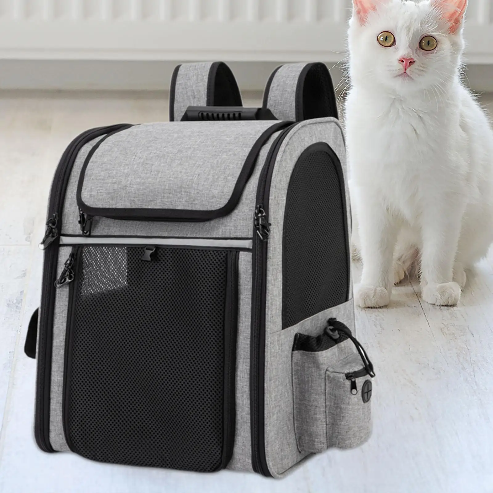 Dog Backpack Carrier Breathable Mesh Large Capacity for Small Dogs and Cats Lightweight Expandable Walking Traveling Hiking