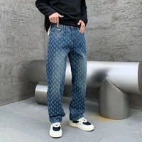 Fashion Vintage Blue Jeans For Men Ripped Holes Straight Leg Loosen Pants New Male's Baggy Jeans 1