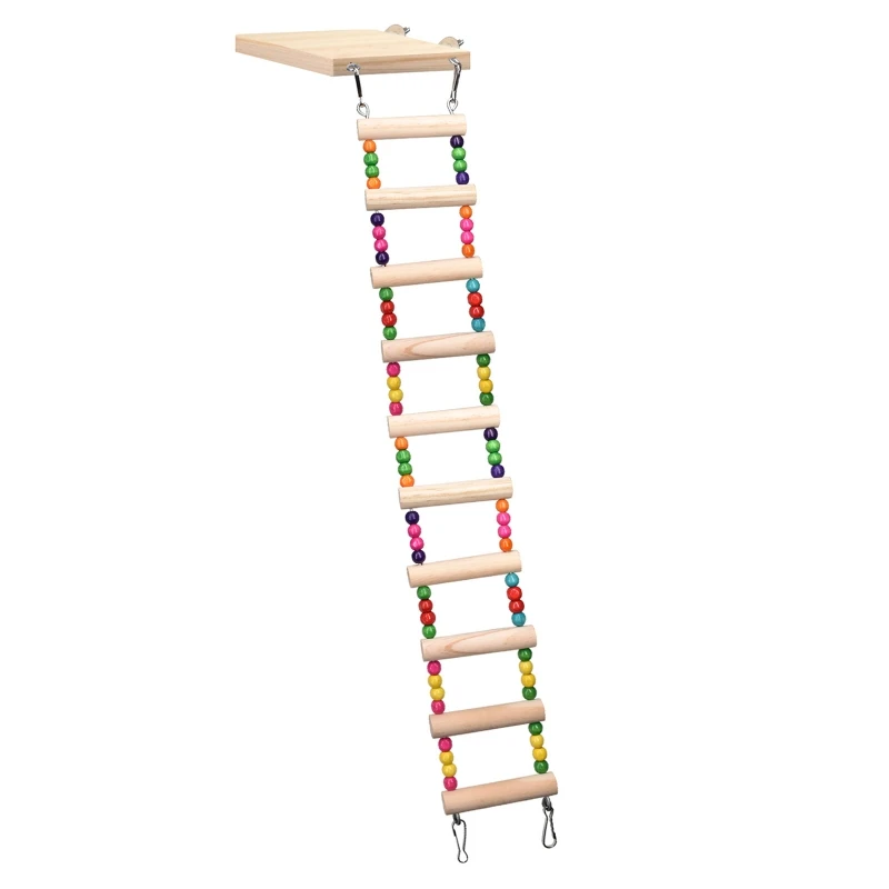 Wooden Parrot Hamster Climbing Ladder Swing for Play Set Birds Hanging Bridge Exercise Perch Stand Platform Cage for Gerbil