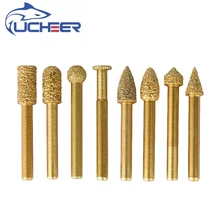 

UCHEER 1set/20pcs Stone Engraving Router Bits Marble Granite for CNC Machine Carving Tools Golden