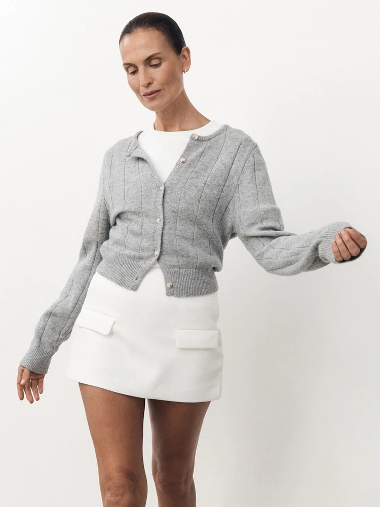 Casual Knit Sweater Cardigan For Women Long Sleeve Loose High Waist Solid Fashion Outwear Knitwear Female Cardigan Summer