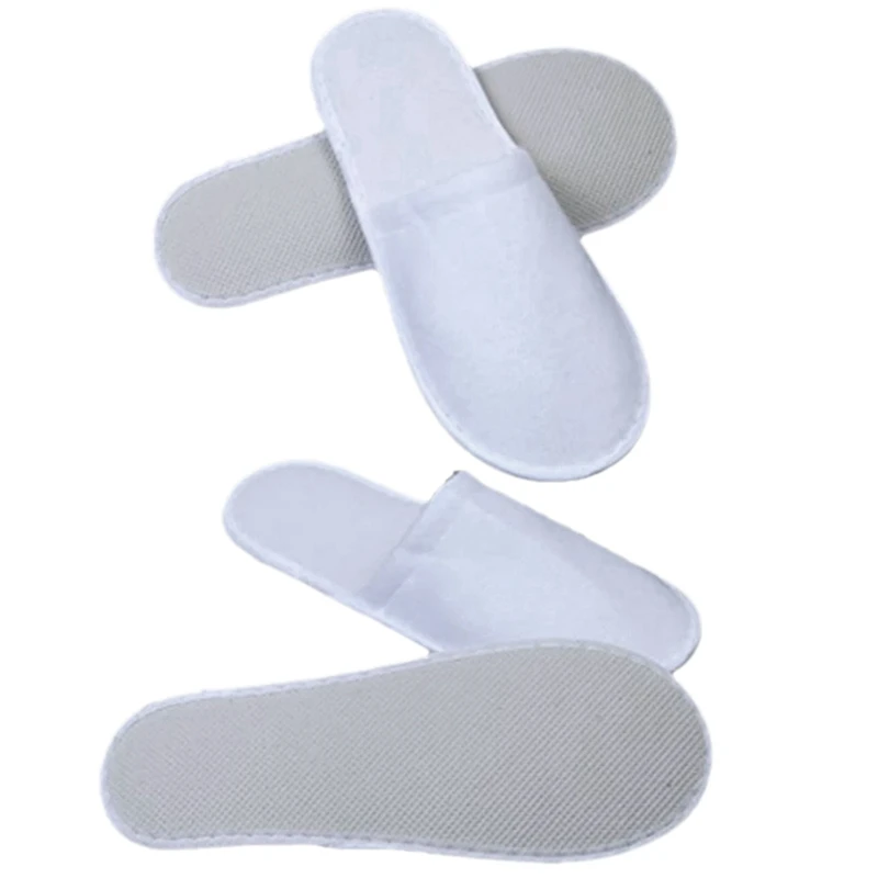 

40 Pairs Closed Toe Disposable Slippers Women Men Ultra-Thin Brushed Plush Non-Slip Disposable Slippers For Hotel Home