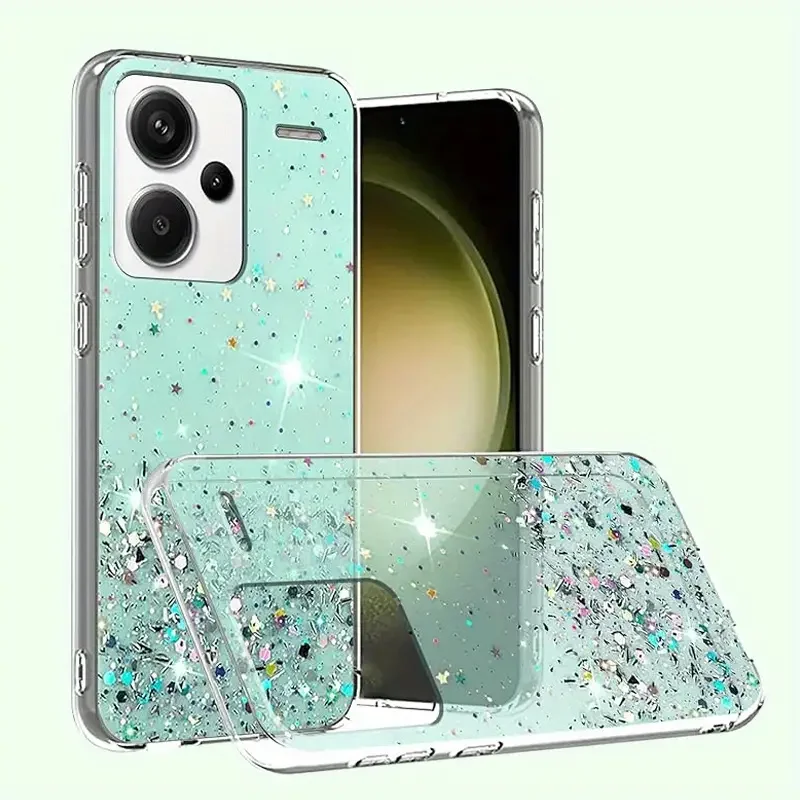 Yarxiawin Custodia per Redmi Note 13 Pro Plus 5g, Rosa Elegante Case Glitter per Xiaomi Redmi Note 13 Pro Plus Cover Trasparente Silicone Sottile Leggero Morbida Regalo per Donne (Nero