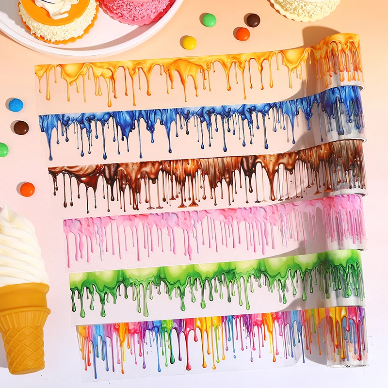 200cm/ Roll PET Washi Tapes Jam Chocolate Sauce Dripping Pattern Hand Scene Creative DIY Cup Photo Frame Photo Decoration Tape 3