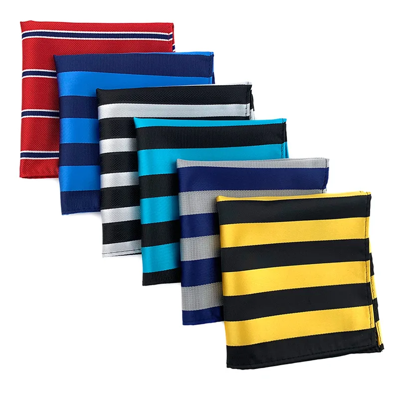 

25*25cm Fashion Versatile Striped Polyester Pocket Square for Man Gentleman Business Casual Handkerchief Suit Accessories