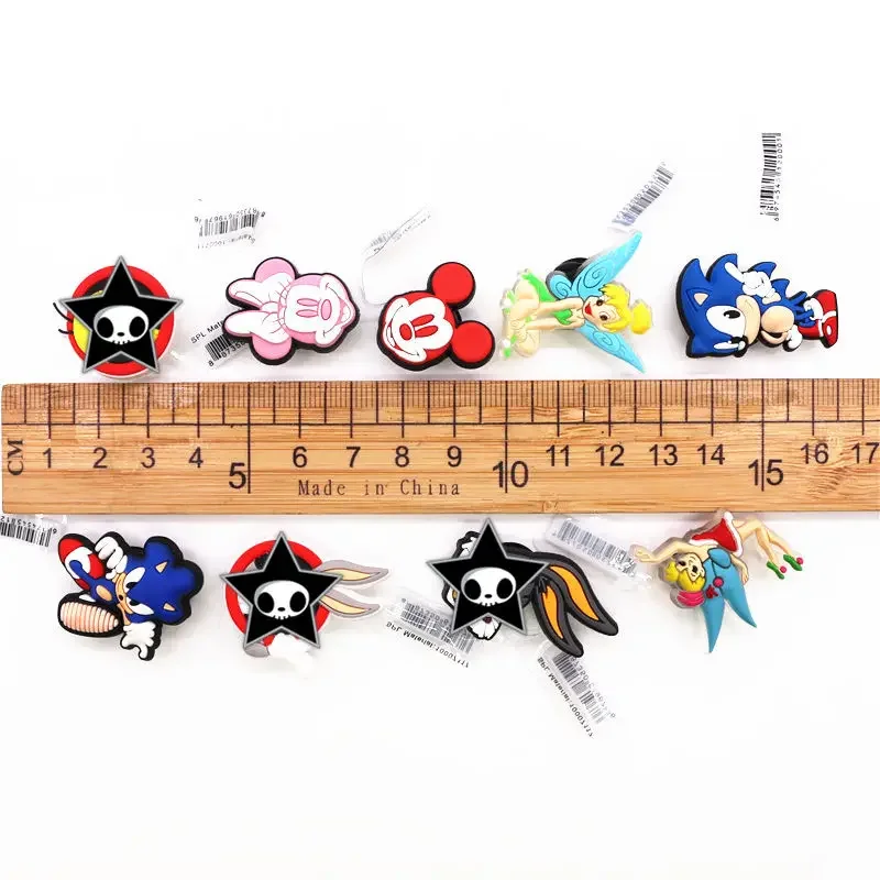 Original Fairy Girl PVC Shoe Charms Red Mickey Pink Minnie Jeans Clog Pins Women Boy Girls Party Shoe Decorations