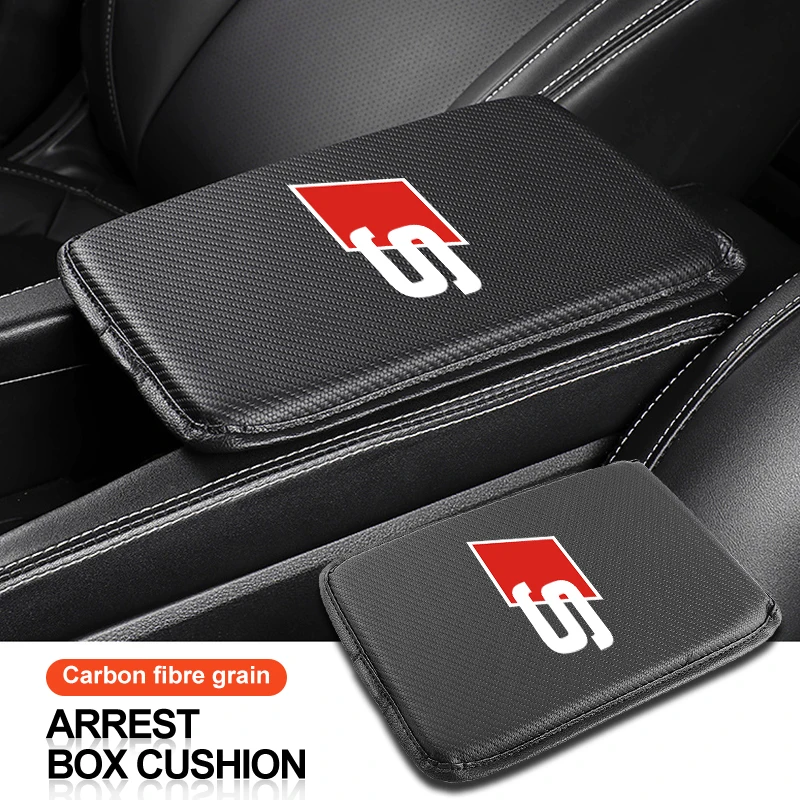 Car-Armrest-Cushion-Cover-Carbon-Fiber-Leather-Car-Console-Box-Pad-for ...
