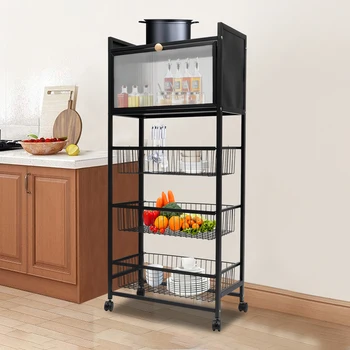 kitchen Storage & Organization Bread Rack Coffee Station Microwaves Rack Storage Rack 5 Tier Kitchen Organizer Shelf for Dishes 1