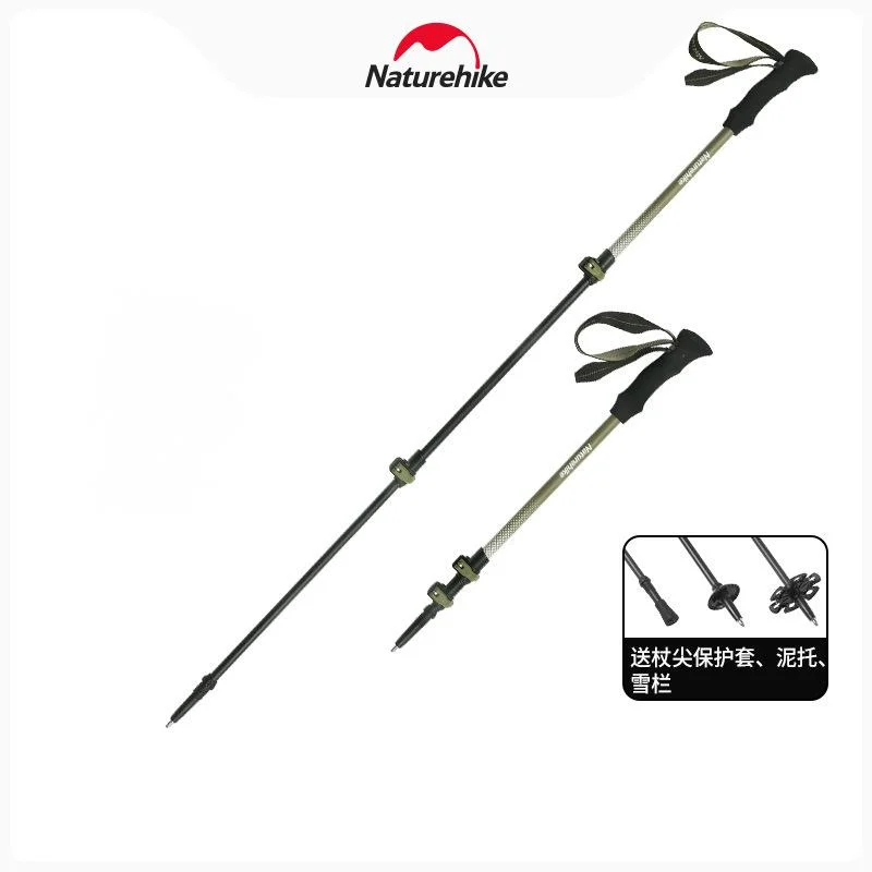 Naturehike 1PCS Carbon Fiber External Lock Telescopic Trekking Pole Outdoor Hiking Ultra Light Cane Mountaineering Equipment