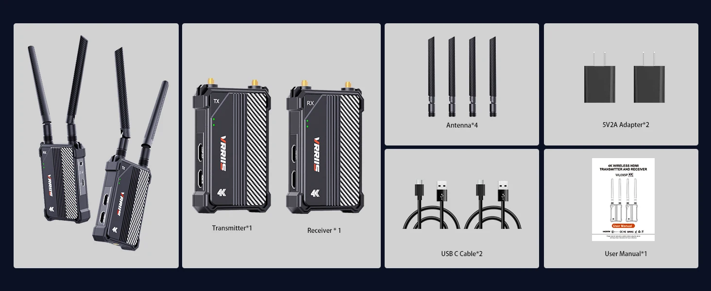 4K Wireless HDMI Transmitter and Receiver 5G Dual Band 350m Extender Kit for Lap