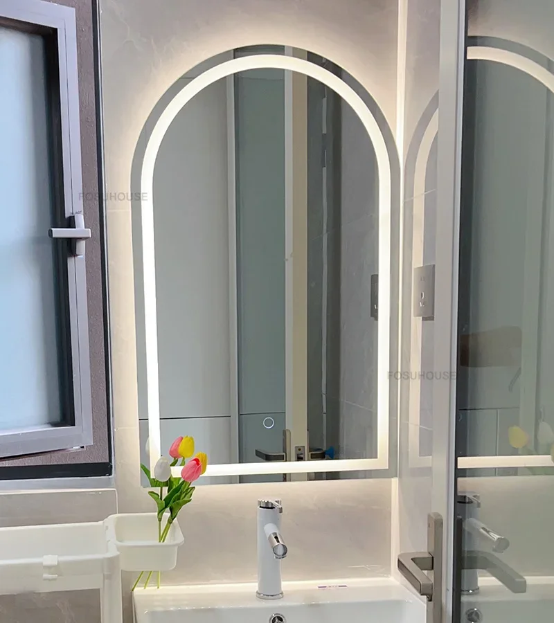 Description Picture 3 of itemModern Arched Smart Bathroom Mirrors with Light Bath Mirrors Minimalist LED Light-emitting Touch Screen Bathroom Vanity Mirror