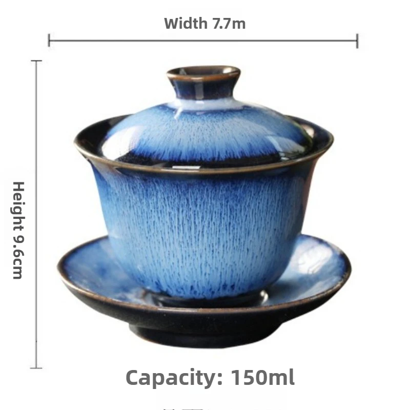 A single ceramic cover bowl has been changed into a three-way cover bowl, and a brushed tea cup has been made. Service tea