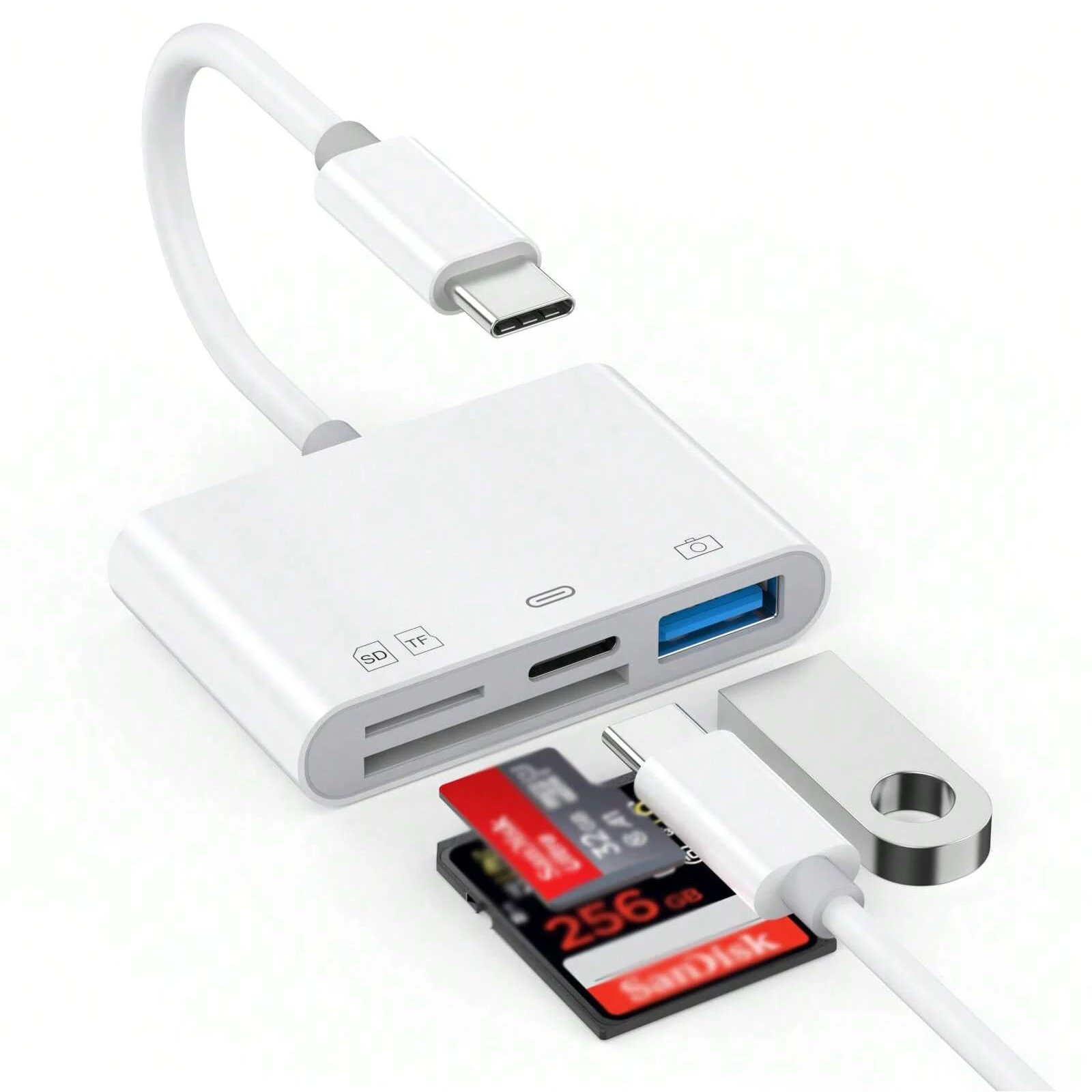 4 in 1 USB OTG Card Reader Compatible SD/TF Card Camera Memory For iPhone Samsung huawei xiaomi Fast Charging ios Type C Port