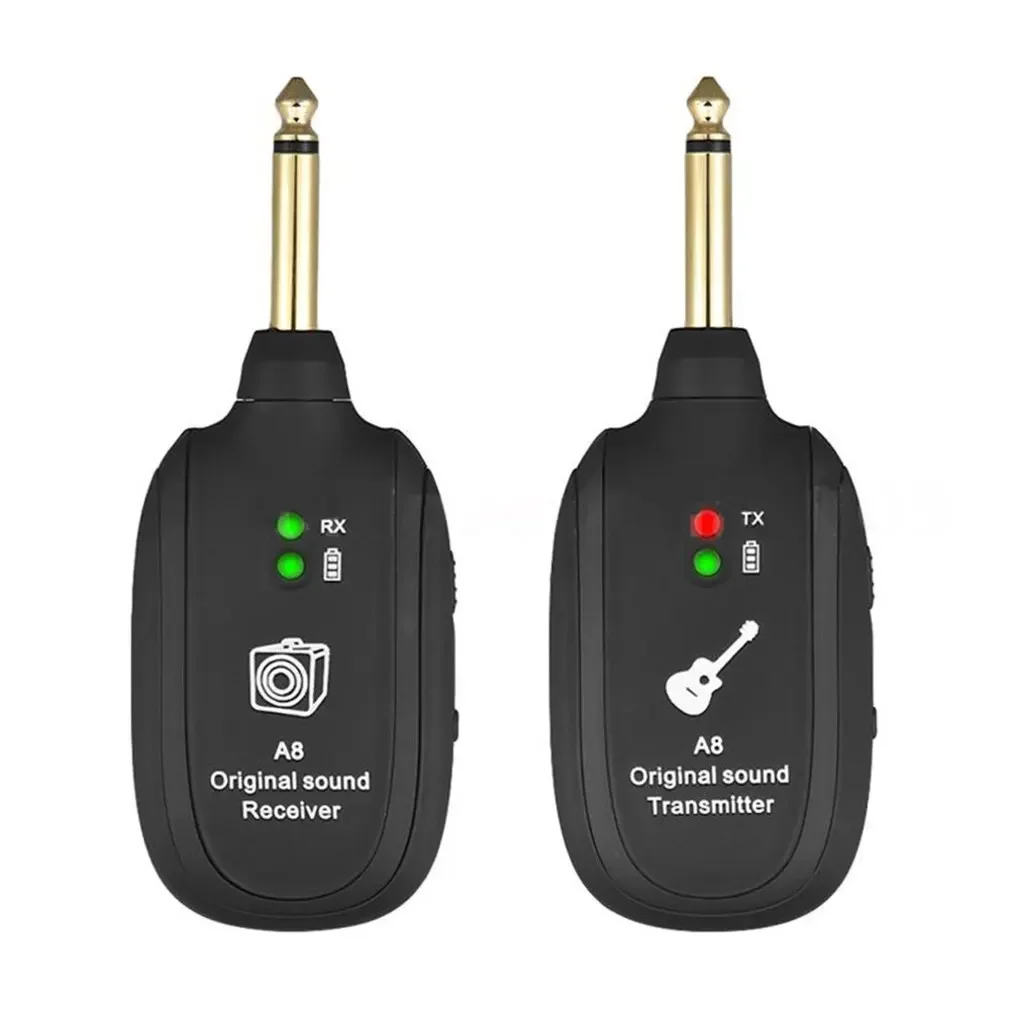 Guitar Wireless System Transmitter Receiver Built-in Rechargeable for Electric Bass