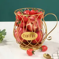 Durable Hollowing Out Coffee Pod Capsule Holder Gold/Black Display Rack Aesthetically Pleasing Iron Fruit Basket Ironwork 3