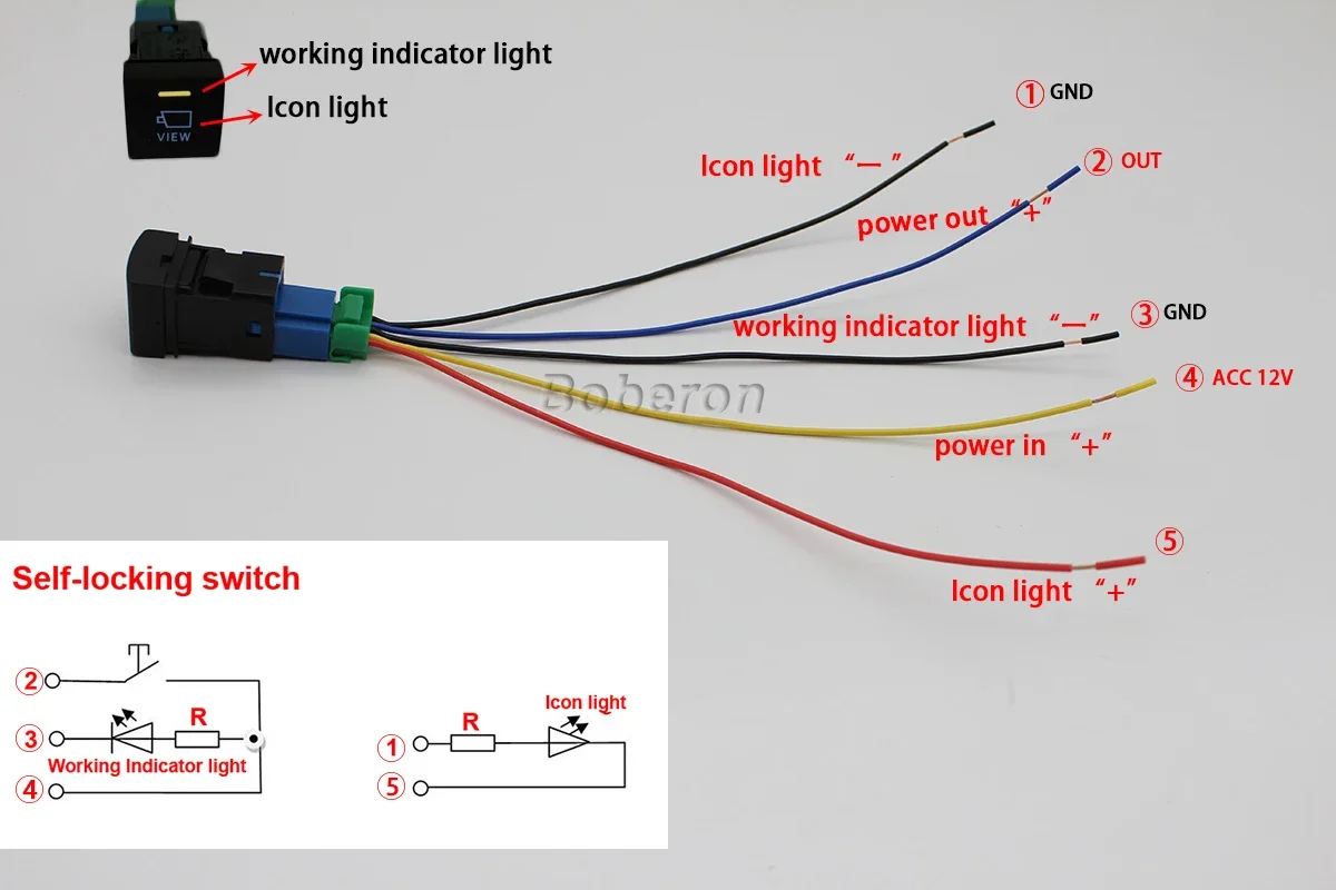 Risemotom8 White LED Fog Light Push Button Switch – For Toyota – Wiring Kit Included
