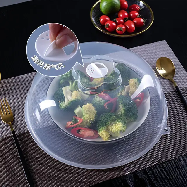 Couvercle anti-éclaboussures pour micro-ondes 22/29CM, avec évent de vapeur, garde la fraîcheur, cuisine, disque d'étanchéité empilable, plaque de couverture, couvercle de bol en plastique 1