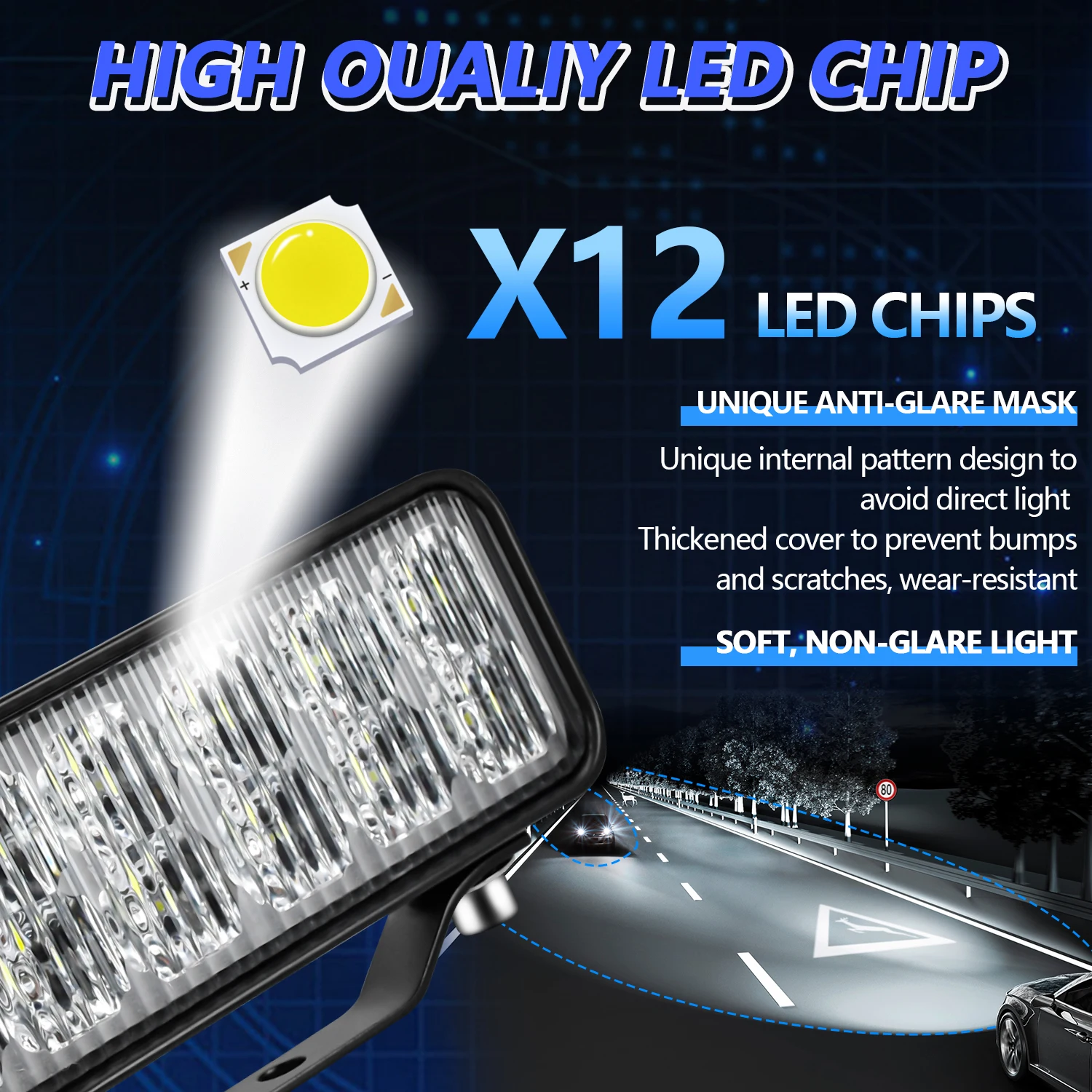 Car Round Miles Projector Super Bright 6000K Spot Flood Combo Lights Car Daytime