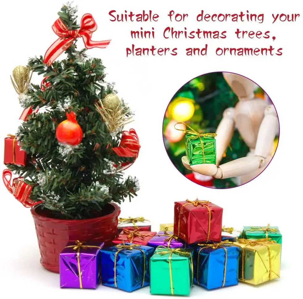 12/24pcs Mini Christmas Ornaments Foam Gift Box Xmas Tree Hanging Party Nice Decor Xmas Decoration Kids Play
