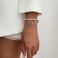 1Piece Trendy Creative Women's Party Jewelry Gift Retro Black Crystal Heart Crystal Pendant Bracelet Adjustable Chain