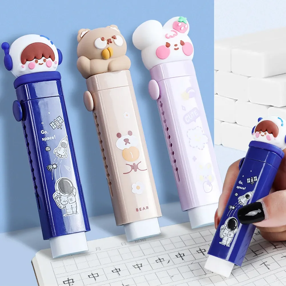 

Милый ластик-карандаш для нажимания и вытягивания, креативный ластик в мультяшном стиле, набор аксессуаров для рождества, дня рождения, детский подарок, канцелярские принадлежности для протирания