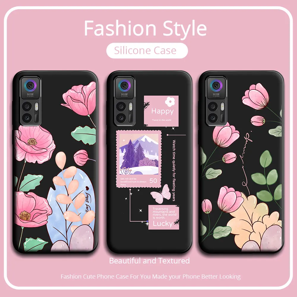 Cute Panda Flower Soft Silicone Phone Case - Shockproof Cartoon Cover