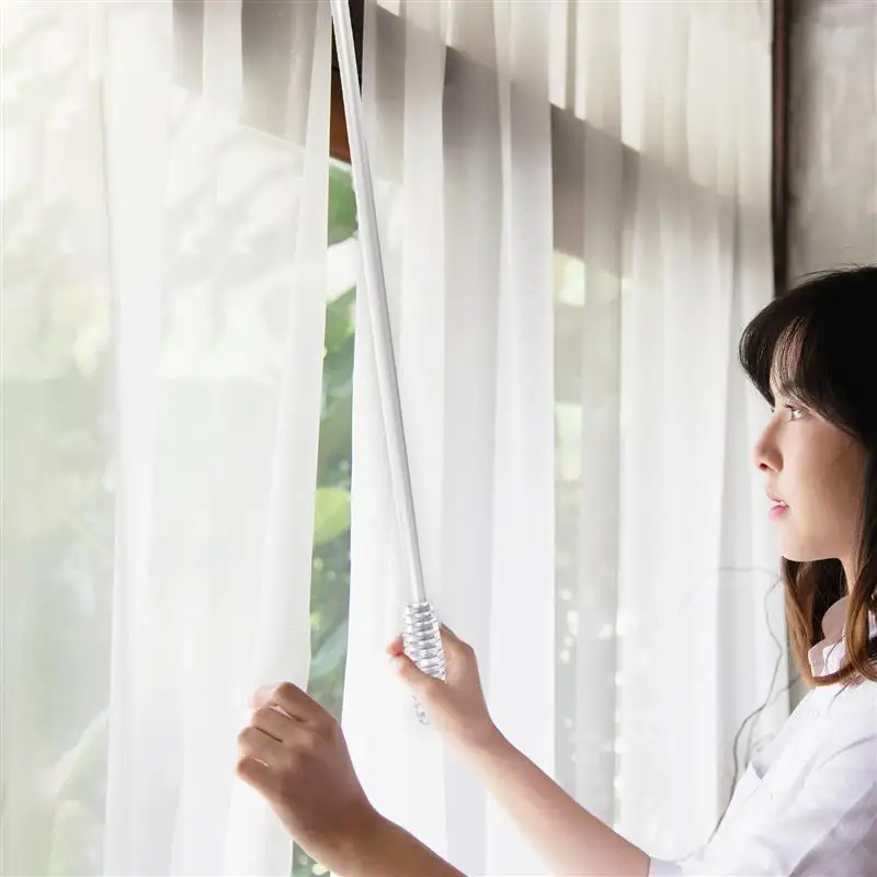 50cm Black Curtain Wand Drapery Pull Rod Thread Handle Drapery Pull Rod Curtain Wand Vertical Blinds Opener Stick Hardware
