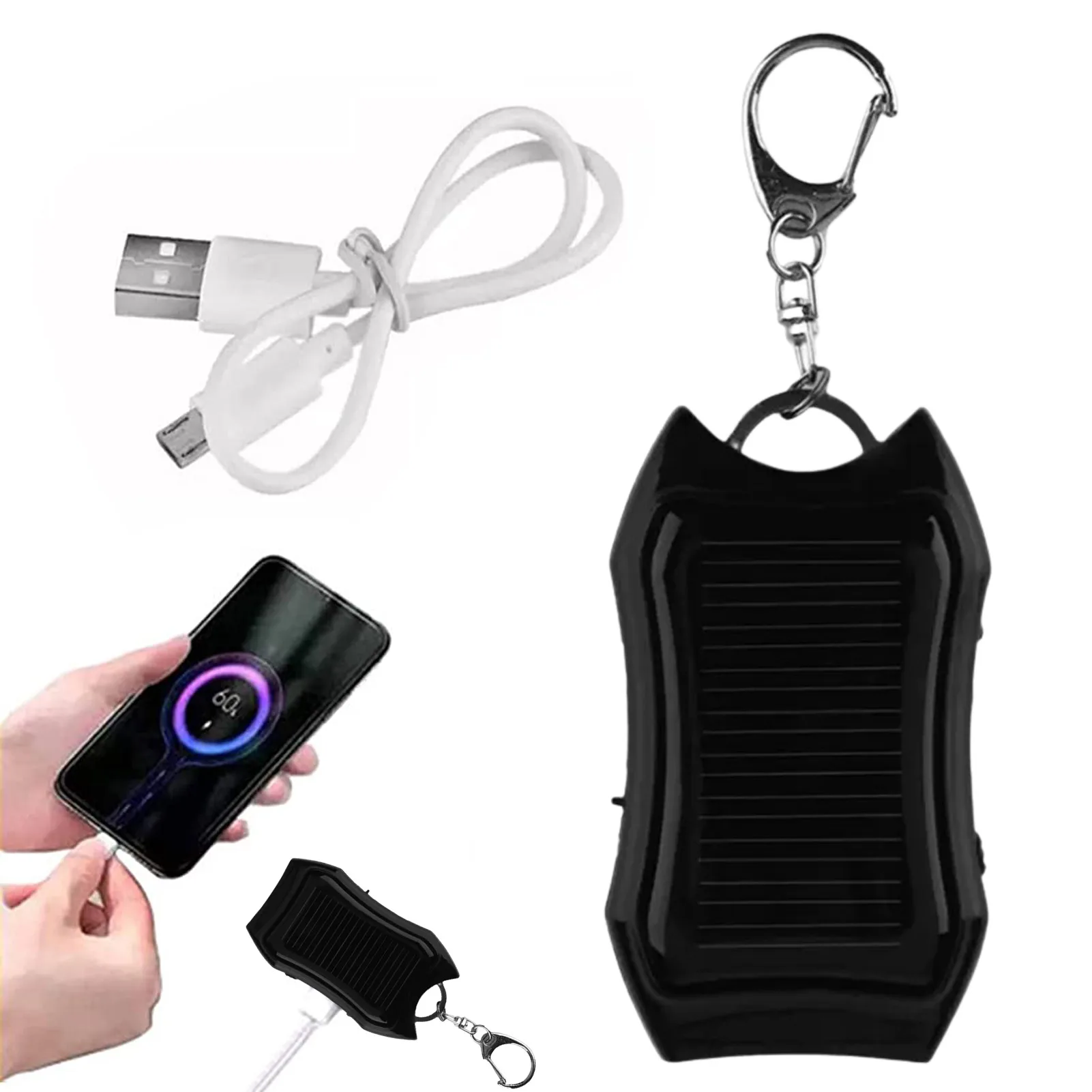 Small Solar Charger 1500mAh Large-capacity Battery Keychain For Cellphones Tablets Electronic