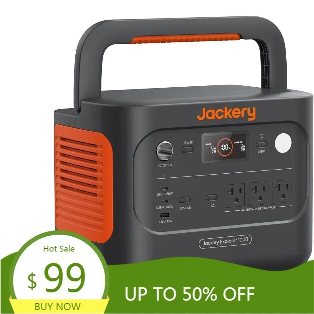 explorer 1000 v2 portable power station,1070wh lifepo4 battery,1500w ac/100w usb-c output, 1 hr fast charge, solar generator fo