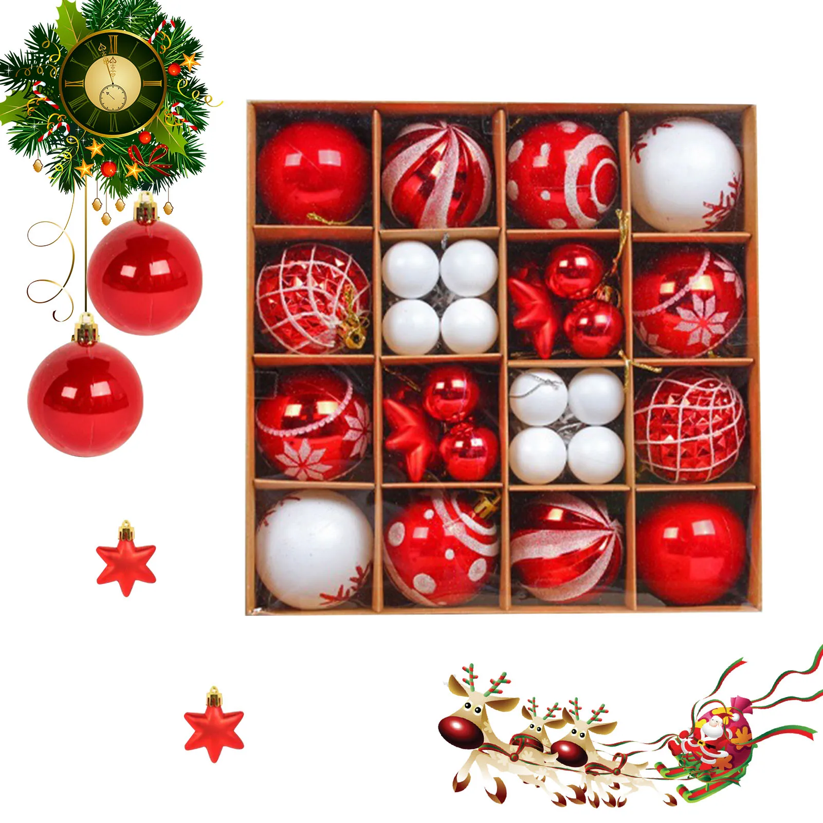 ChristmasTreeDecorationBallSet42pcsRedandWhiteChristmasBall