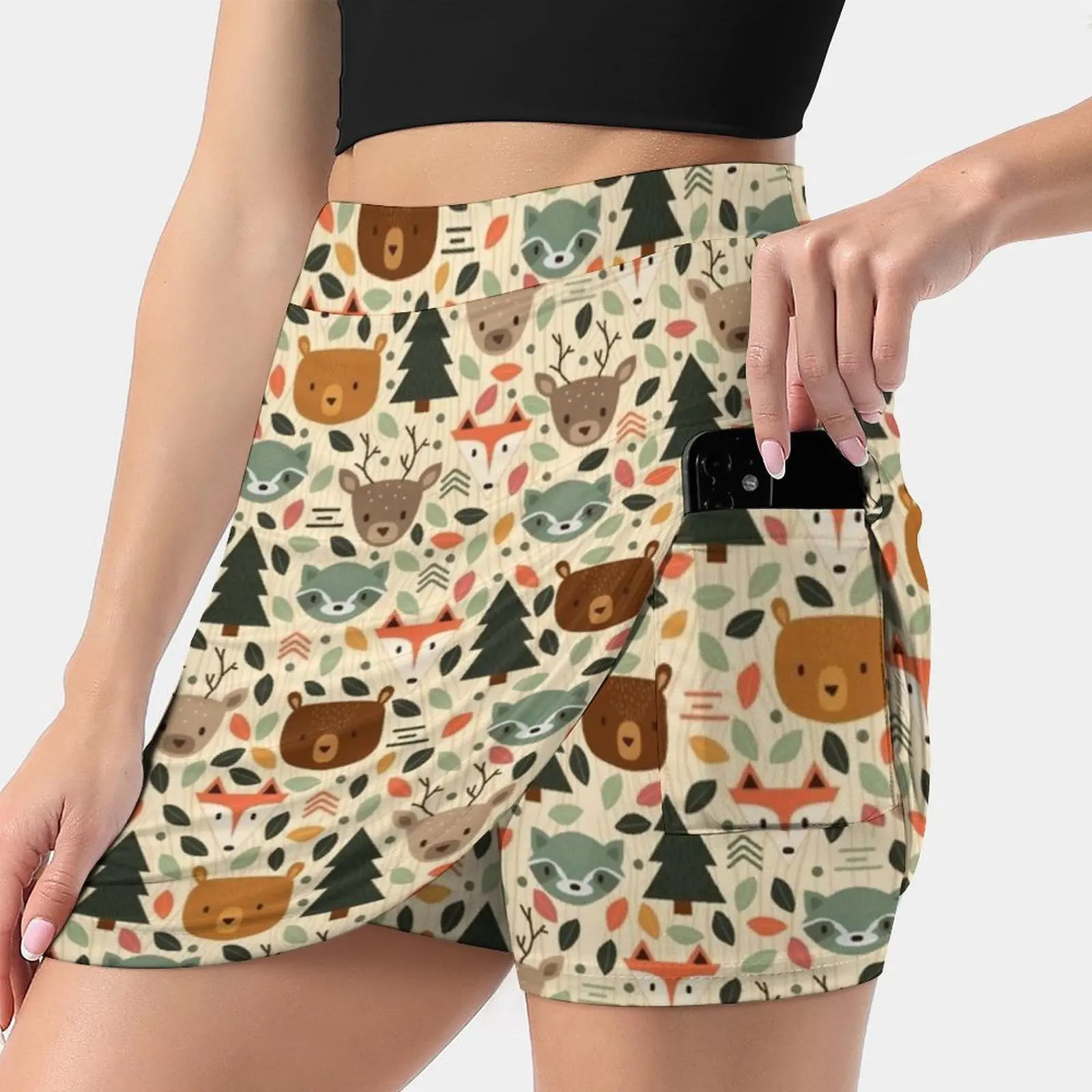 

Woodland Creatures Women's skirt With Hide Pocket Tennis Skirt Golf Skirts Badminton Skirts Running skirts Woodland Creatures