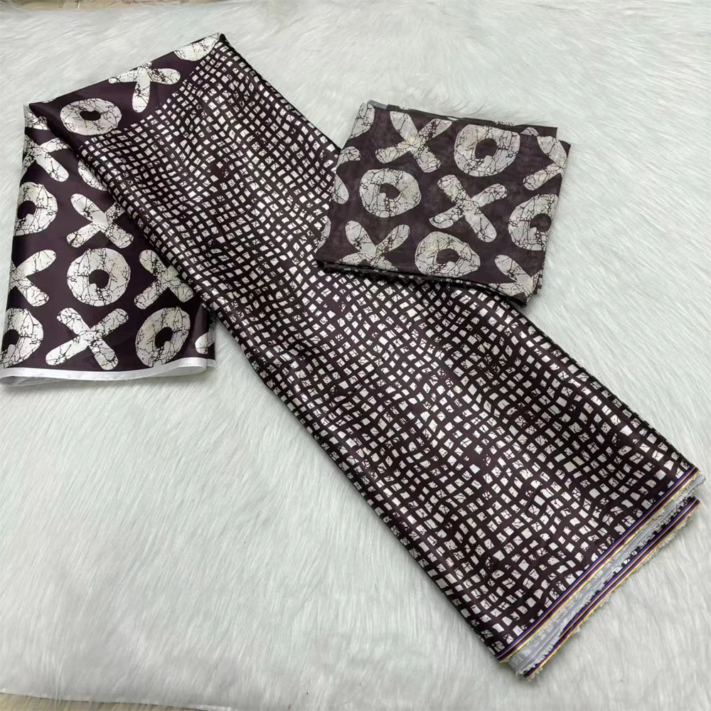 

African Fabric Material For Clothes Nigerian Satin Fabrics 4+2 Yards Per Lot High Quality Slik Fabric