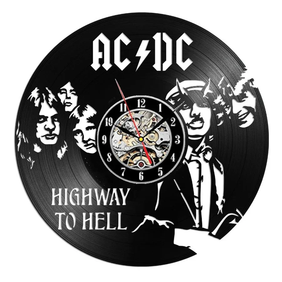 AC DC Vinyl Record Wall Clock Modern Design Music Rock Band Vintage Vinyl CD Clocks Wall Watch Home Decor wall clock